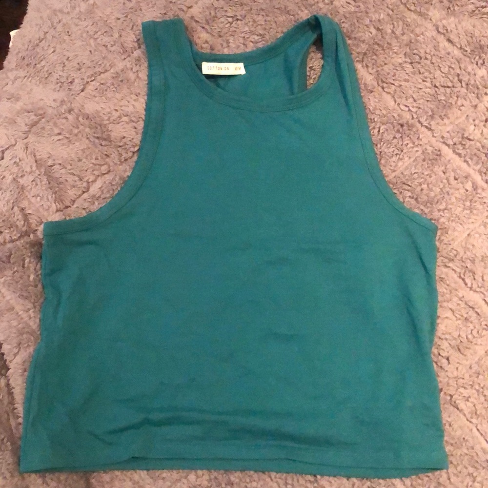 Green Cropped Racer Back Top